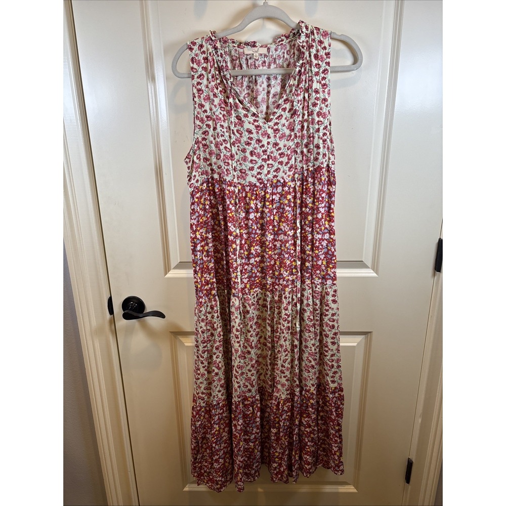 Easel Los Angeles Sleeveless Floral Maxi Dress Size Large Multi Color Boho